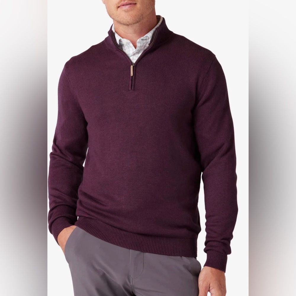 Mizzen + Main Cassady Quarter Zip Sweater Pullover Men's Size XXL Plum Heather
